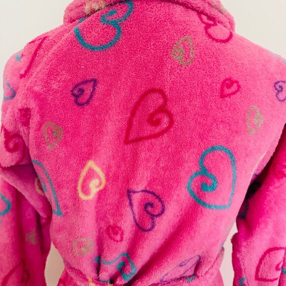 Sonoma Soft Cozy Slumber Party Pink Hearts Wrap Bath Robe Sz 14 - Picture 6 of 11
